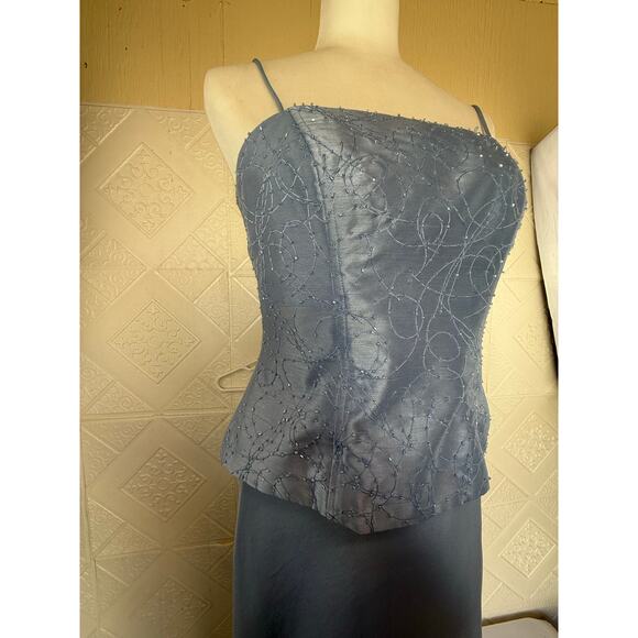 CACHET Formal Dress Size 6 light blue speghetti straps beads on top Lined - Picture 11 of 14